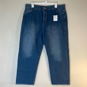 CHIPRE High Waist Fringe Hem Capri Jeans. 34. NWT.